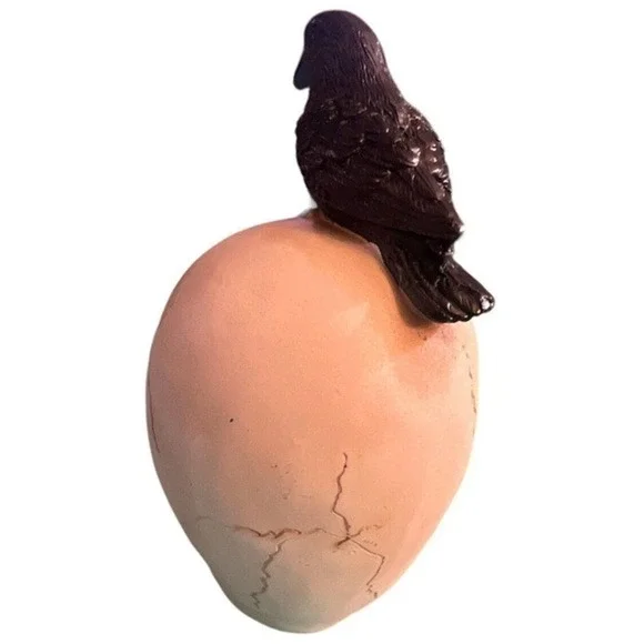 Skull With Crow and Purple Rose Flowers - Picture 4 of 5